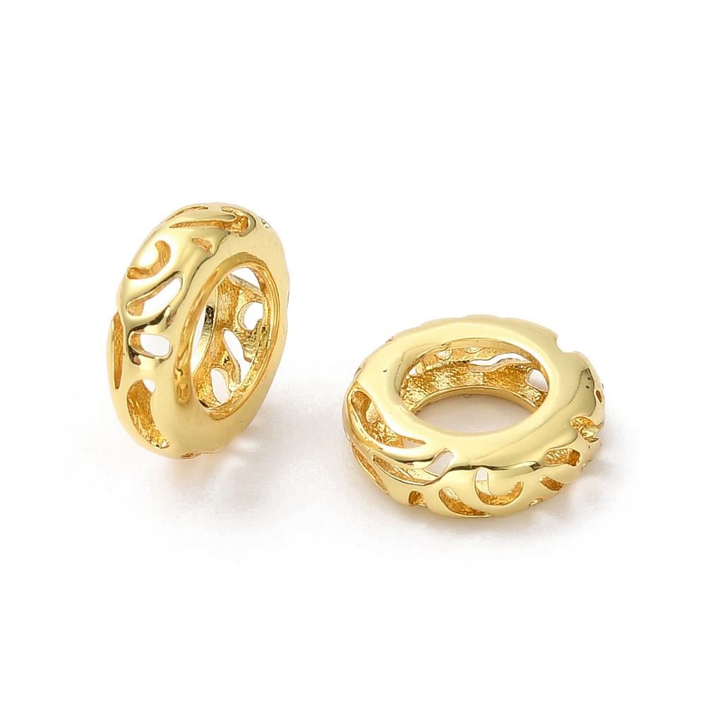 Cuenta pasador estilo europeo 9 mm baño de oro / unidad2