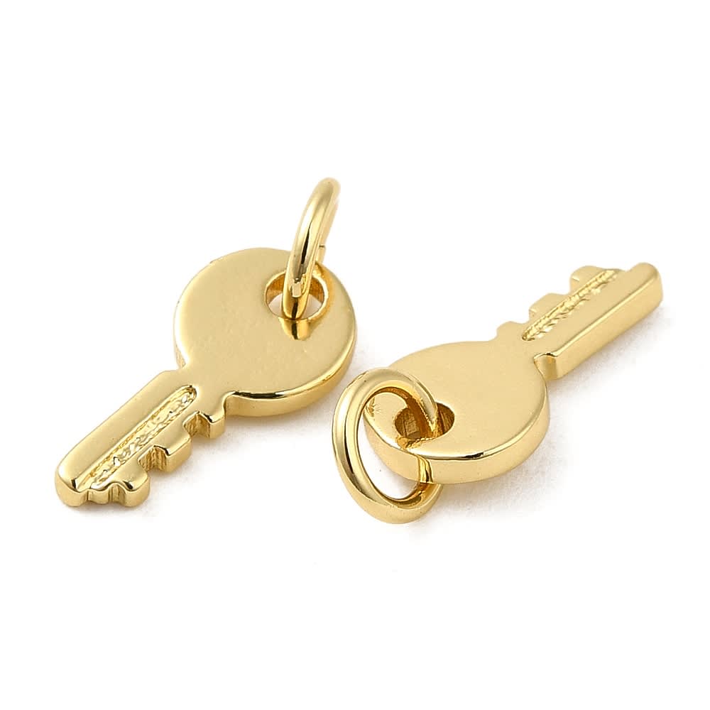 Dije colgante amuleto llave 12 mm baño oro / unidad2