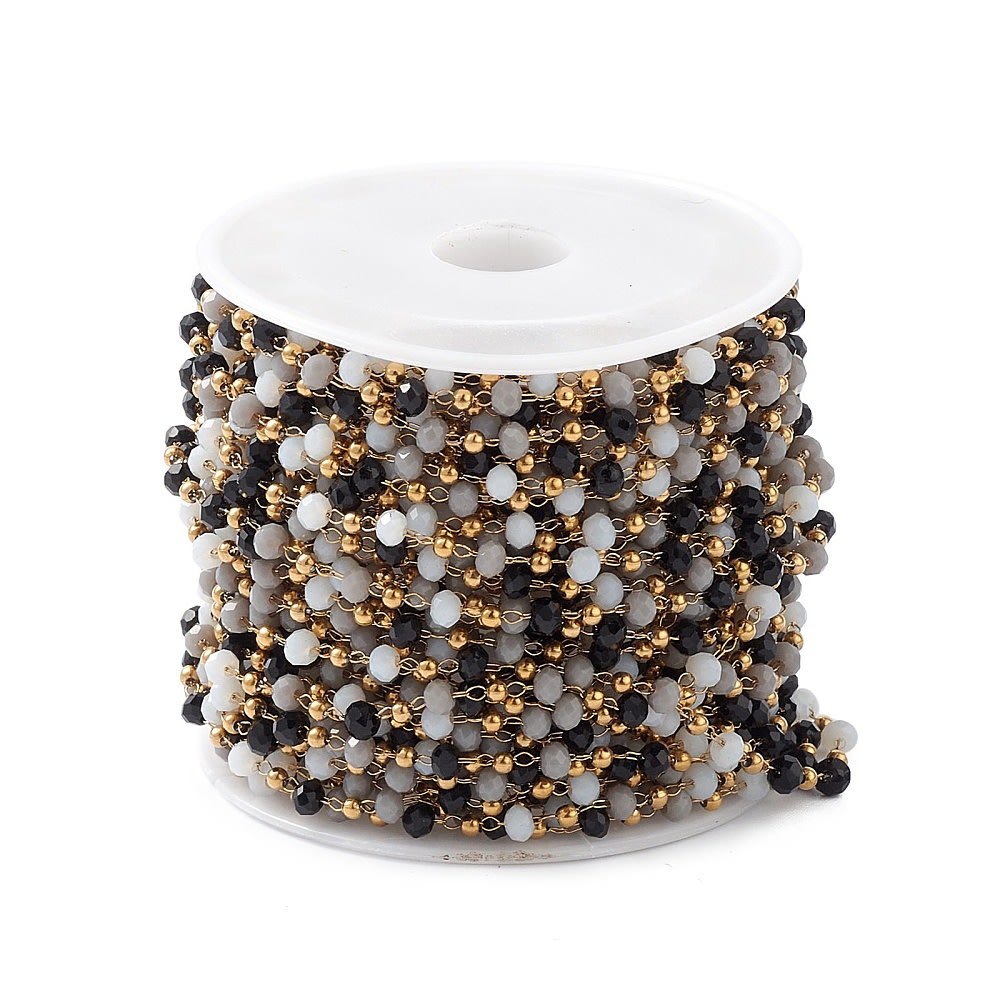 Cadena con cristal de color acero dorado / metro6