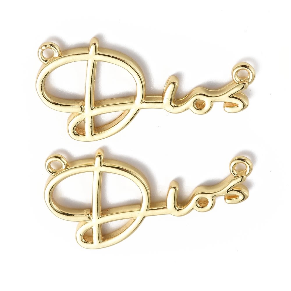 Dije conector Dios 20 mm dorado plateado / unidad1