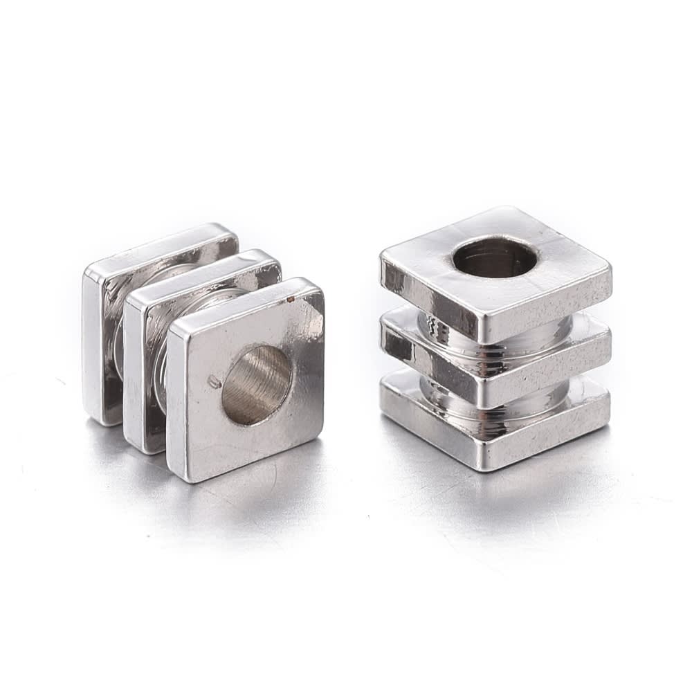 Separador cubo ranura 4 mm baño oro platino / 10 uds3