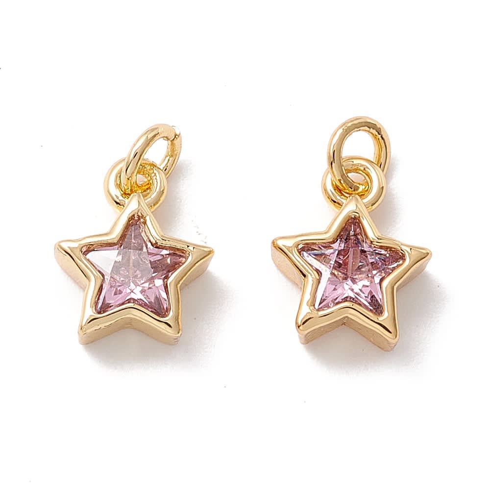 Dije colgante estrella zircón 9 mm baño oro / unidad4