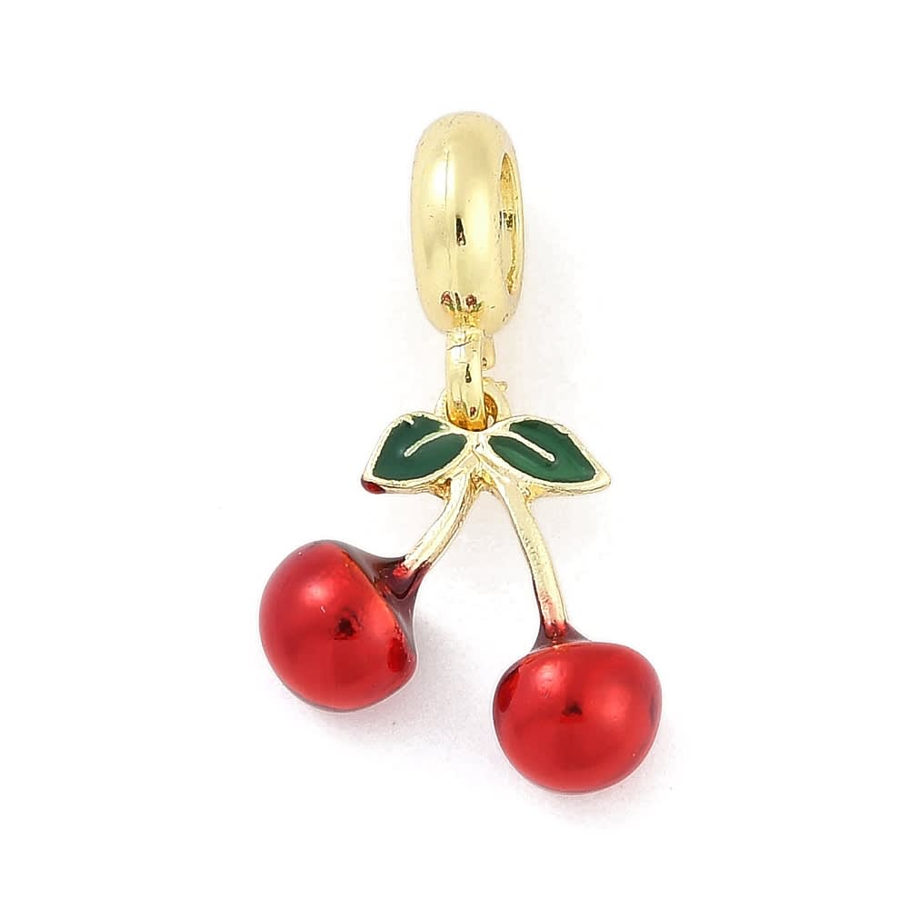 Colgante europeo charm Guinda cereza fruta baño oro / unidad2