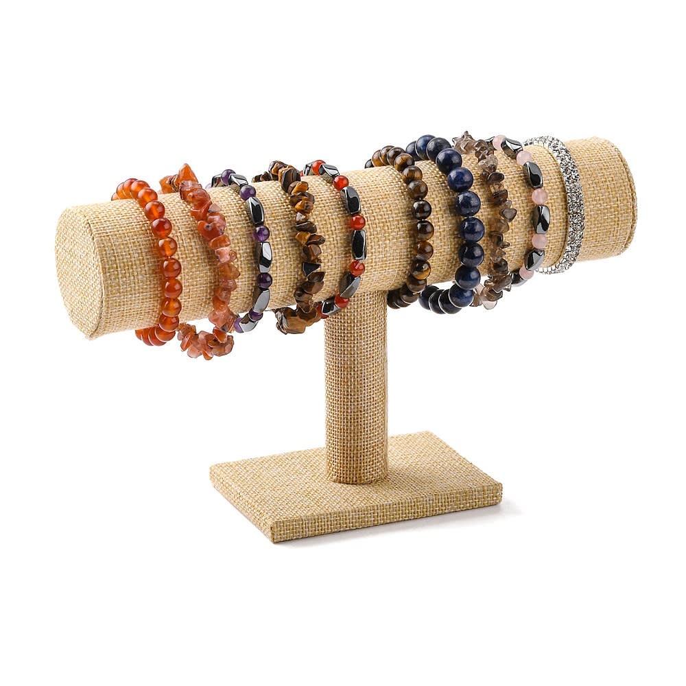 Exhibidor mostrario pulseras manilla reloj arpillera yute / unidad2