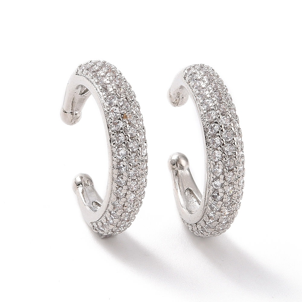 Ear cuff solitarios zircón elegante baño de oro platino / unidad4