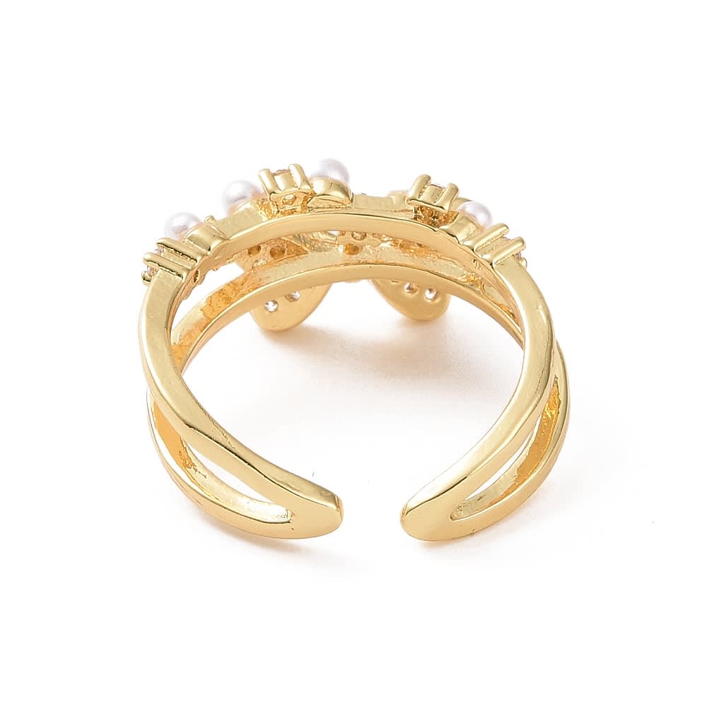 Anillo ajustable mariposa con perla baño de oro / unidad3