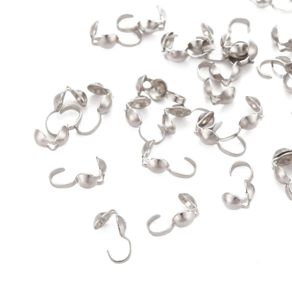 Tapa nudos Calotte acero plateado argolla abierta / 10 uds1