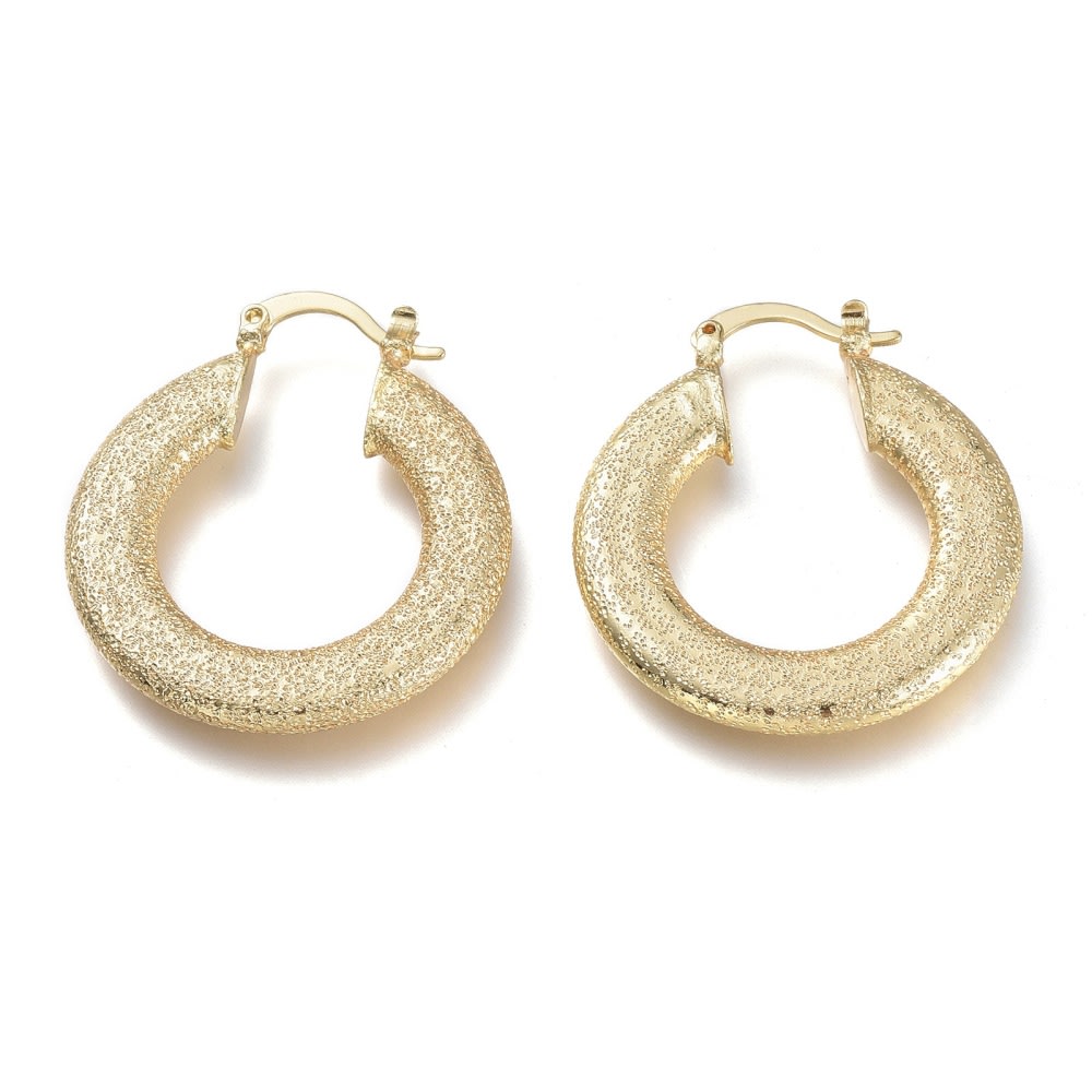 Aros argollas aretes con textura y forma de anillo plano / par2