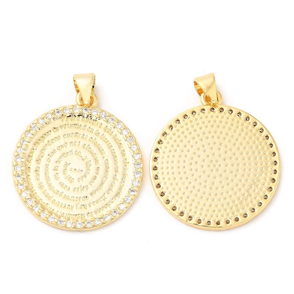 Dije colgante oración Padre nuestro 25 mm baño oro / unidad1