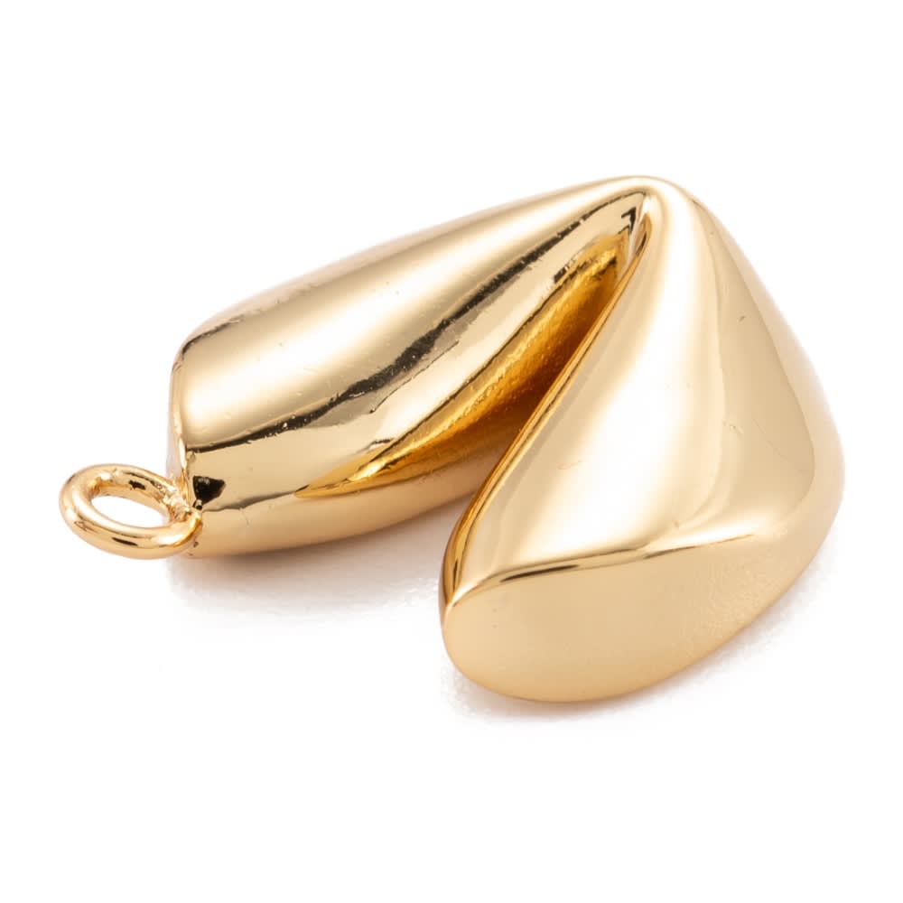 Dije colgante galleta de la fortuna suerte 17 mm baño oro / unidad2