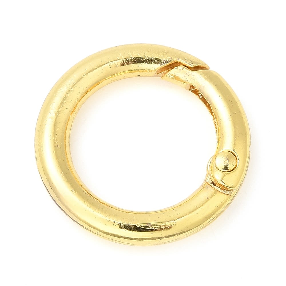 Anillo broche aro cerrado con cierre resorte 25 mm baño oro / unidad2