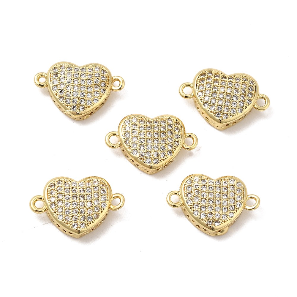 Dije conector zircón corazón dorado plateado / unidad5