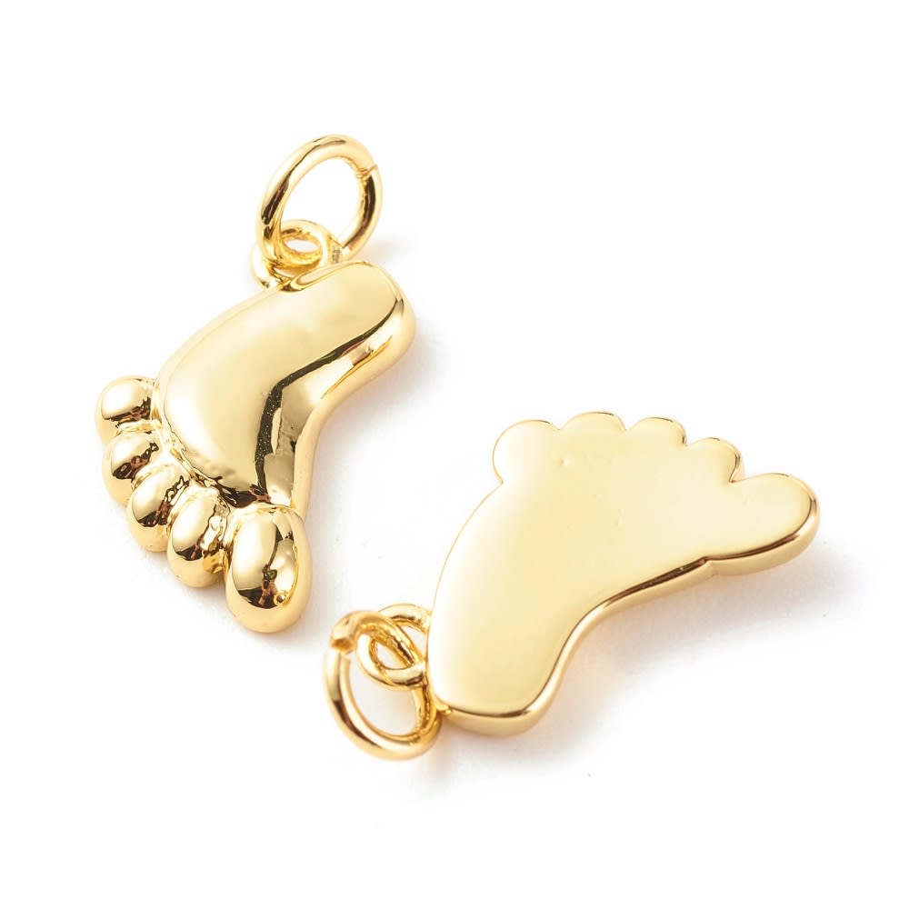 Dije colgante pie bebé 19 mm baño de oro / unidad2