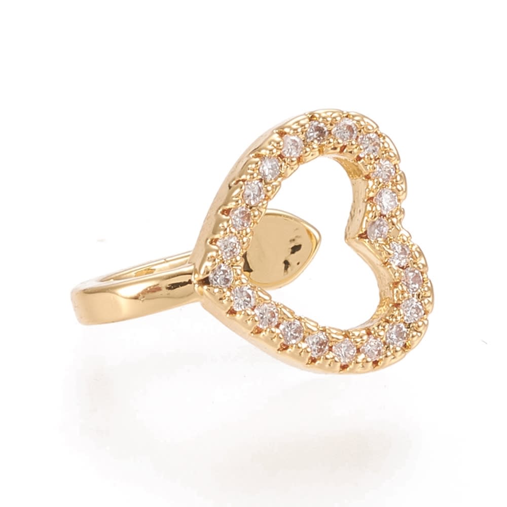 Ear cuff solitarios corazón 6 mm baño de oro / unidad2