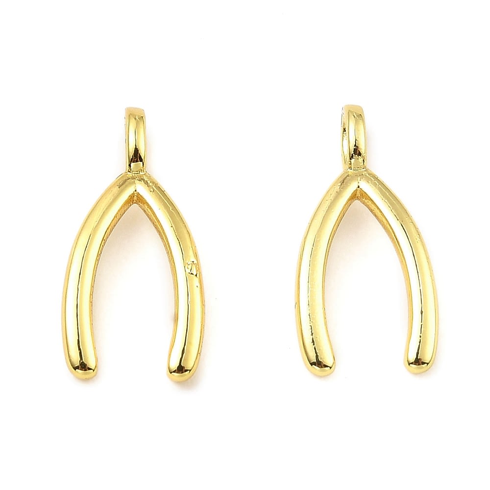 Dije pasador hueso de la suerte 17x8.5 mm latón / unidad3