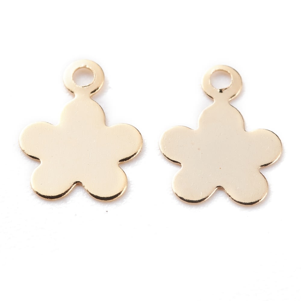 Dije colgante flor 5 petalos 9.5 mm dorada plateada / unidad3