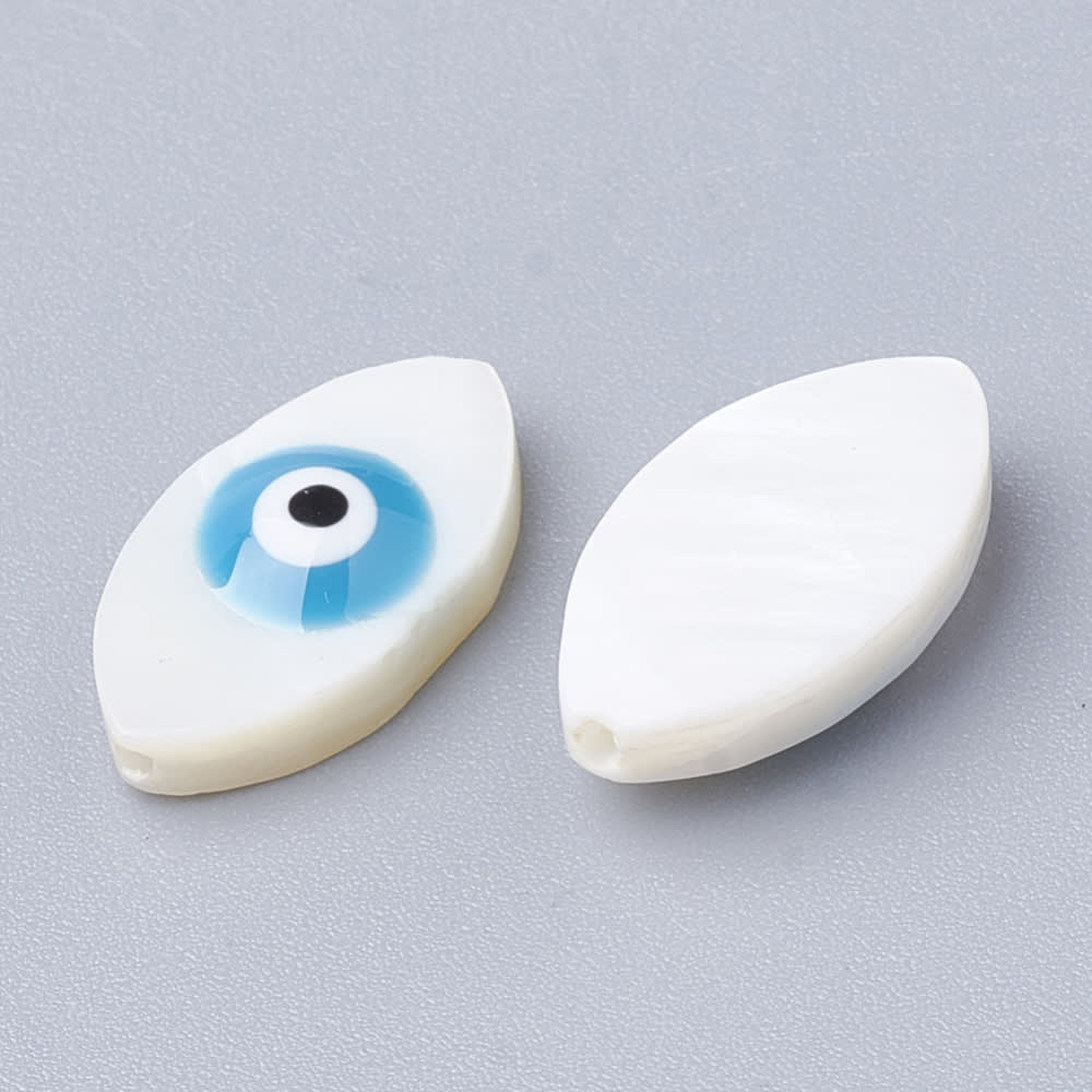 Dije pasador ojo turco alargado 15 mm nacar / unidad2
