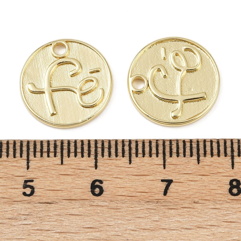 Dije colgante medalla fe relieve 14 mm baño de oro / unidad3