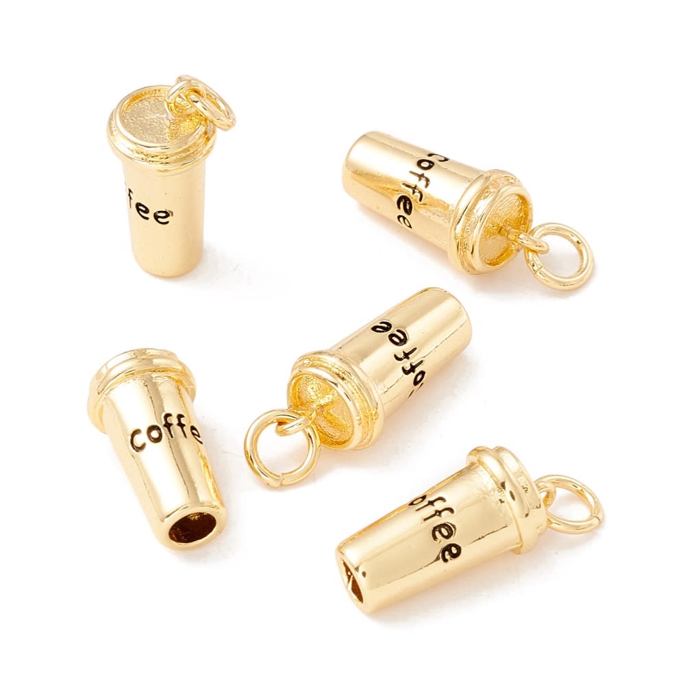 Dije colgante vaso taza de café 15 mm baño de oro / unidad2