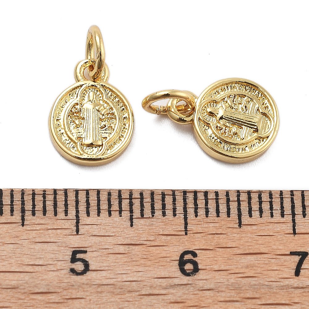 Dije colgante san benito 10.5 mm baño de oro / unidad3