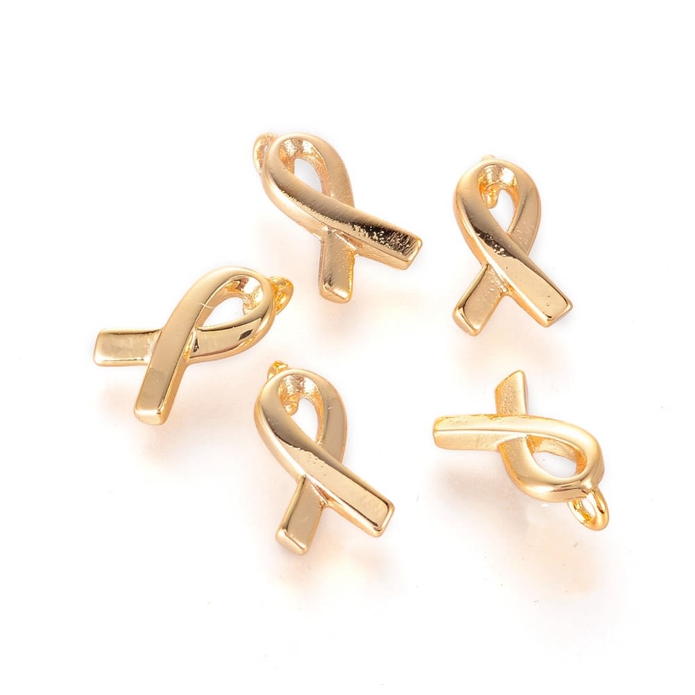 Dije colgante cinta conciencia 9 mm baño de oro / unidad2