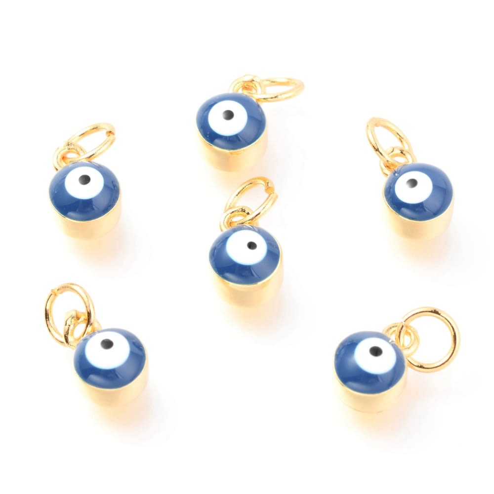 Dije esmaltado ojito ojo turco nazar 8 mm baño de oro / unidad5