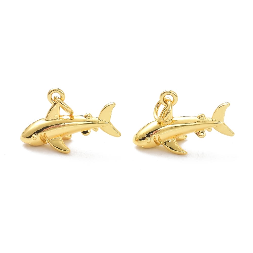 Dije colgante tiburón mar 13 mm baño de oro / unidad1