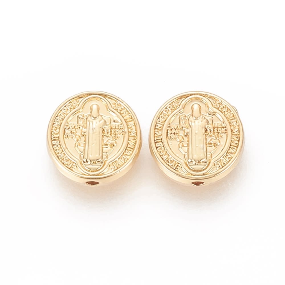 Dije Pasador San Benito Abad 10 mm baño de oro / unidad1