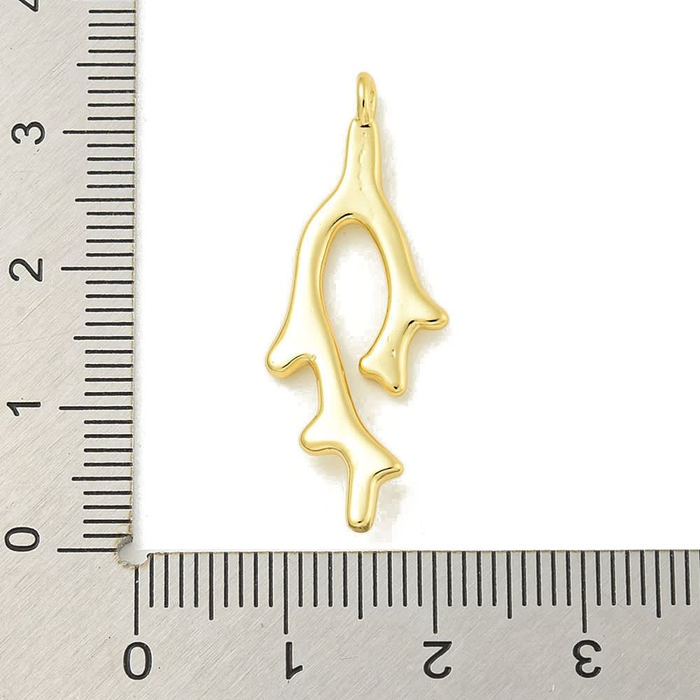 Dije colgante forma coral mar 33.5 mm baño de oro / unidad3