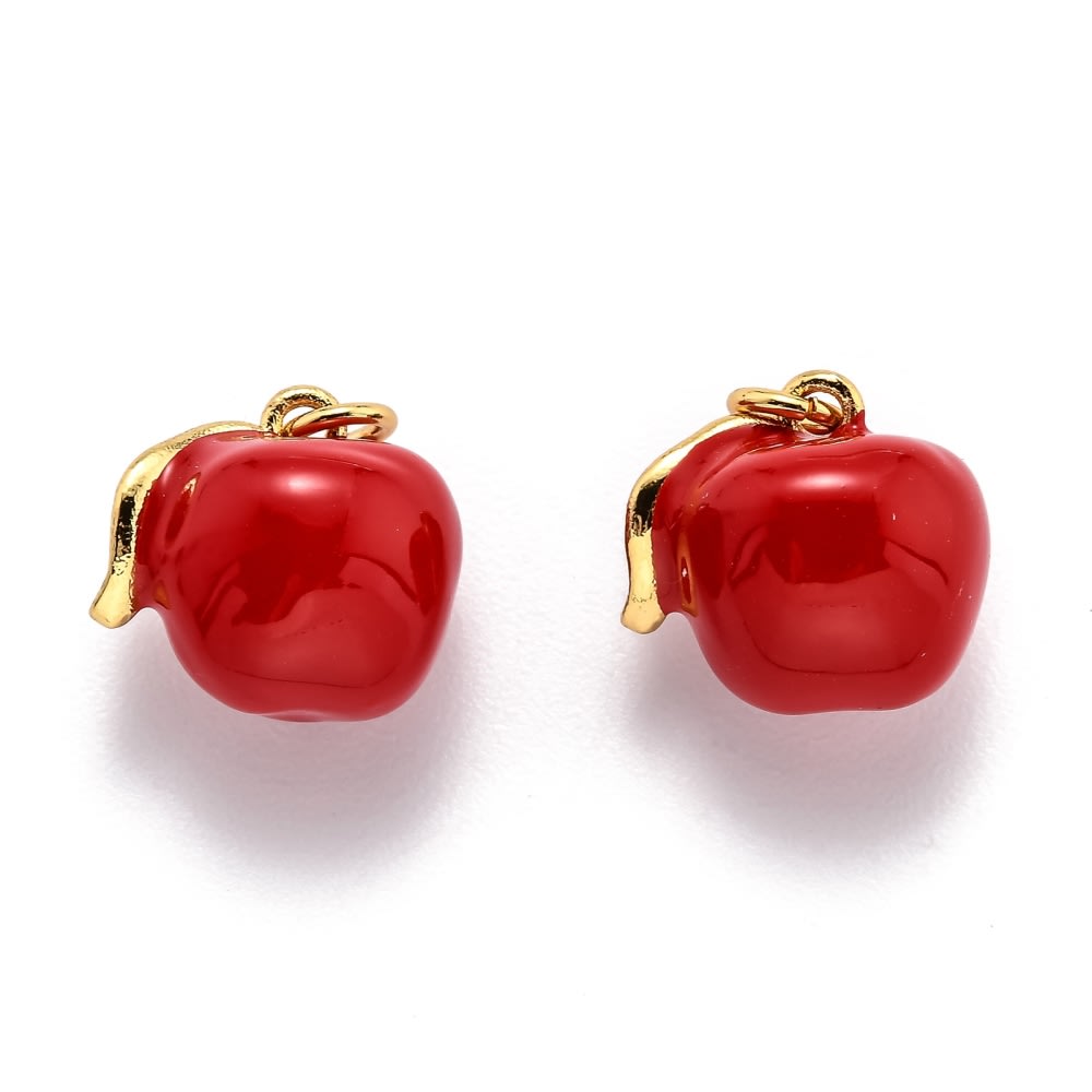 Dije colgante manzana esmaltada baño de oro / unidad3
