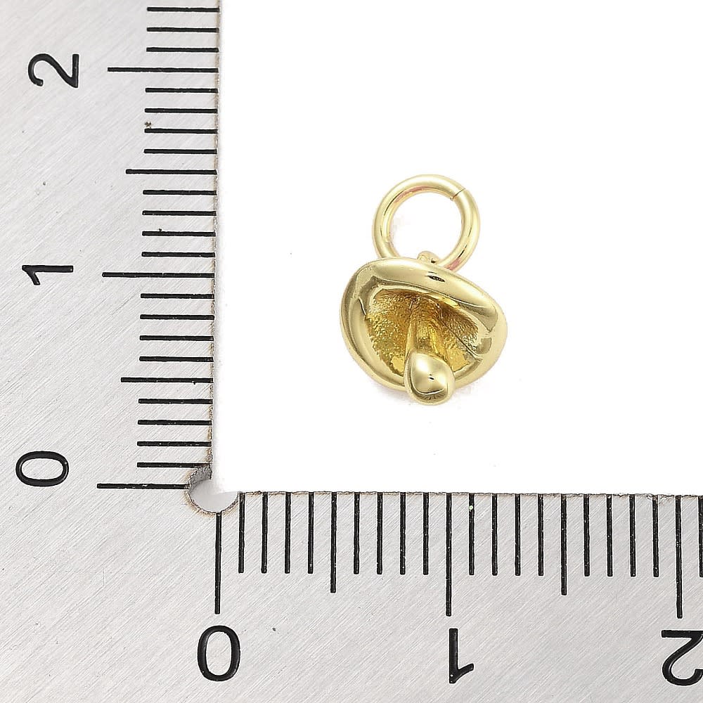 Dije colgante hongo suerte 9 mm esmaltado baño de oro / unidad3