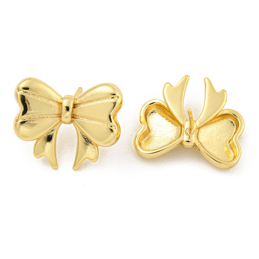 Aros topo topito lazo coquette 22 mm baño de oro / par2