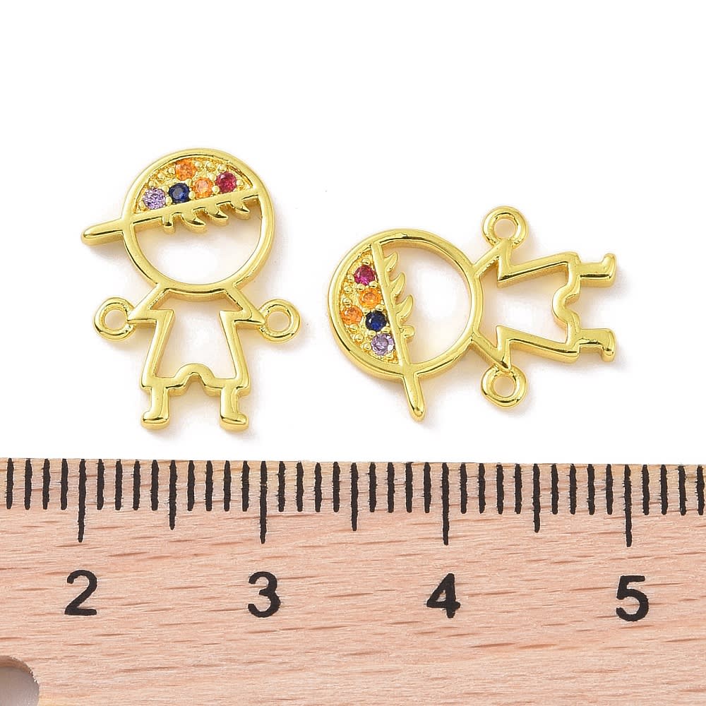Dije conector niña niño zircón 16 mm baño de oro / unidad4