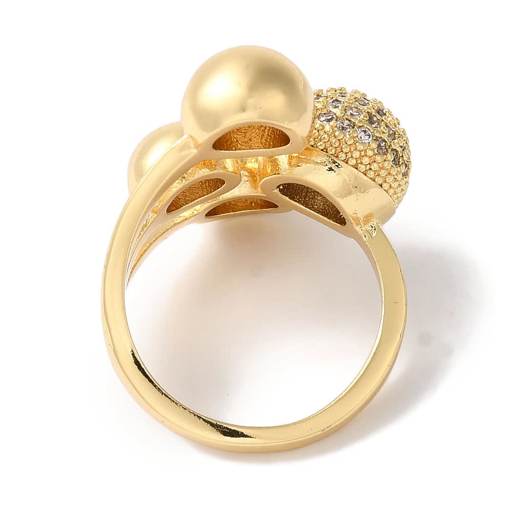 Anillo ajustable bola esferas zircón baño de oro / unidad3