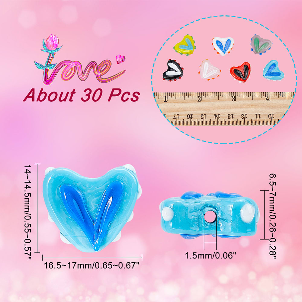 Pasador corazón murano colorido / unidad2