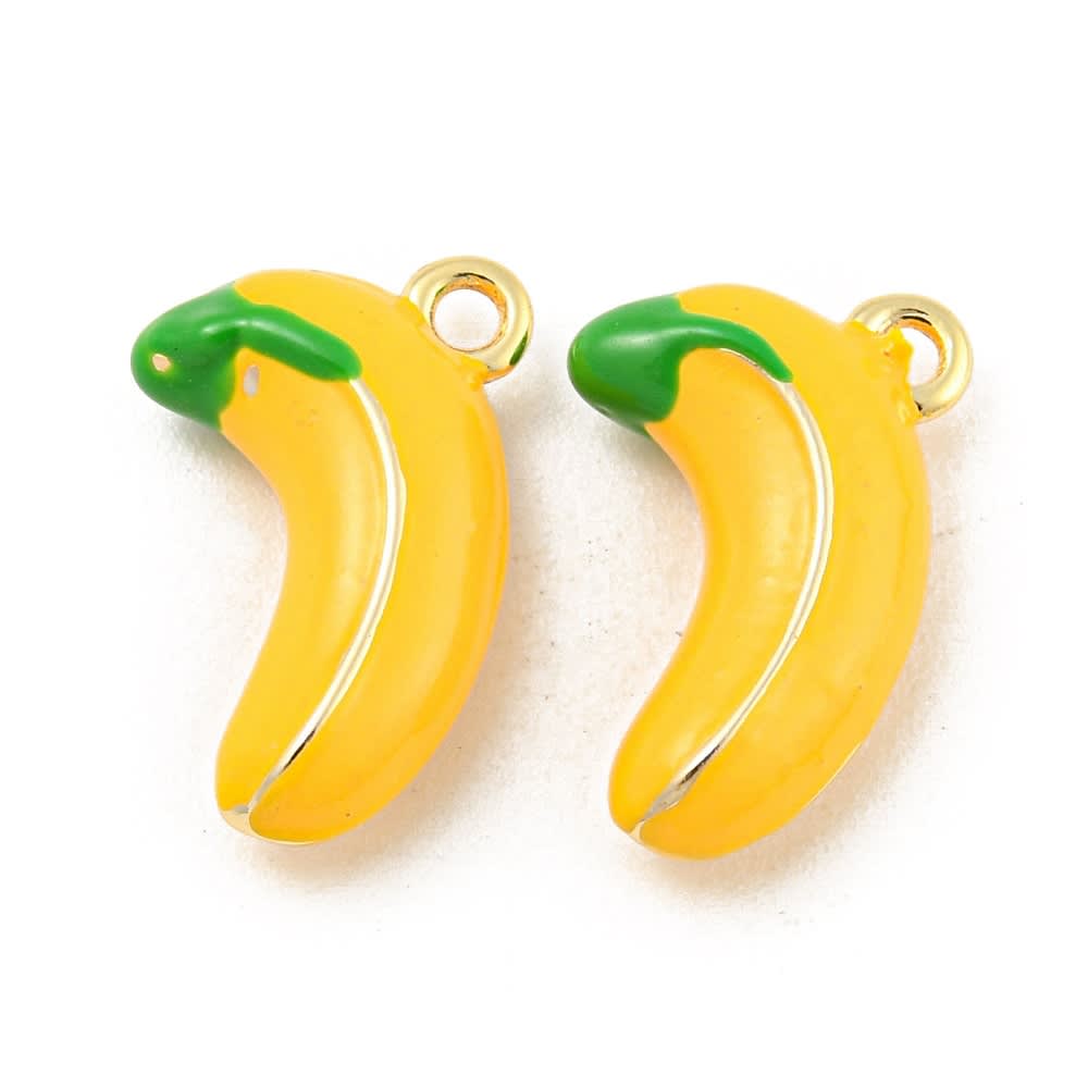 Dije colgante esmaltado plátano banana 14.5 mm baño oro / unidad2