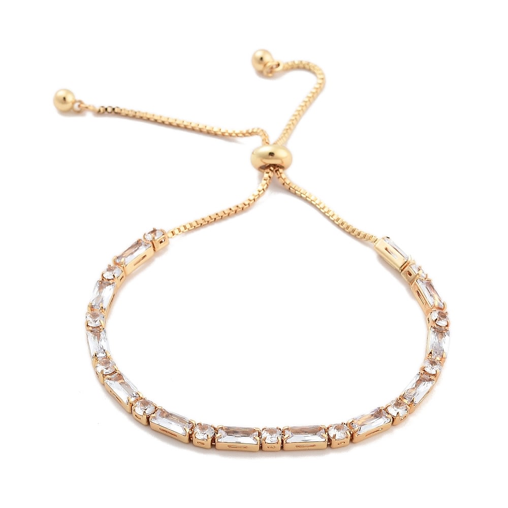 Pulsera ajustable de zircón punto coma baño oro platino / unidad1