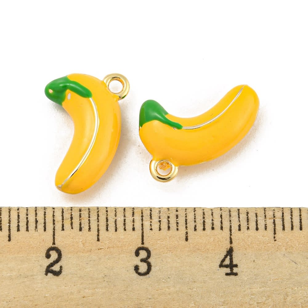 Dije colgante esmaltado plátano banana 14.5 mm baño oro / unidad3