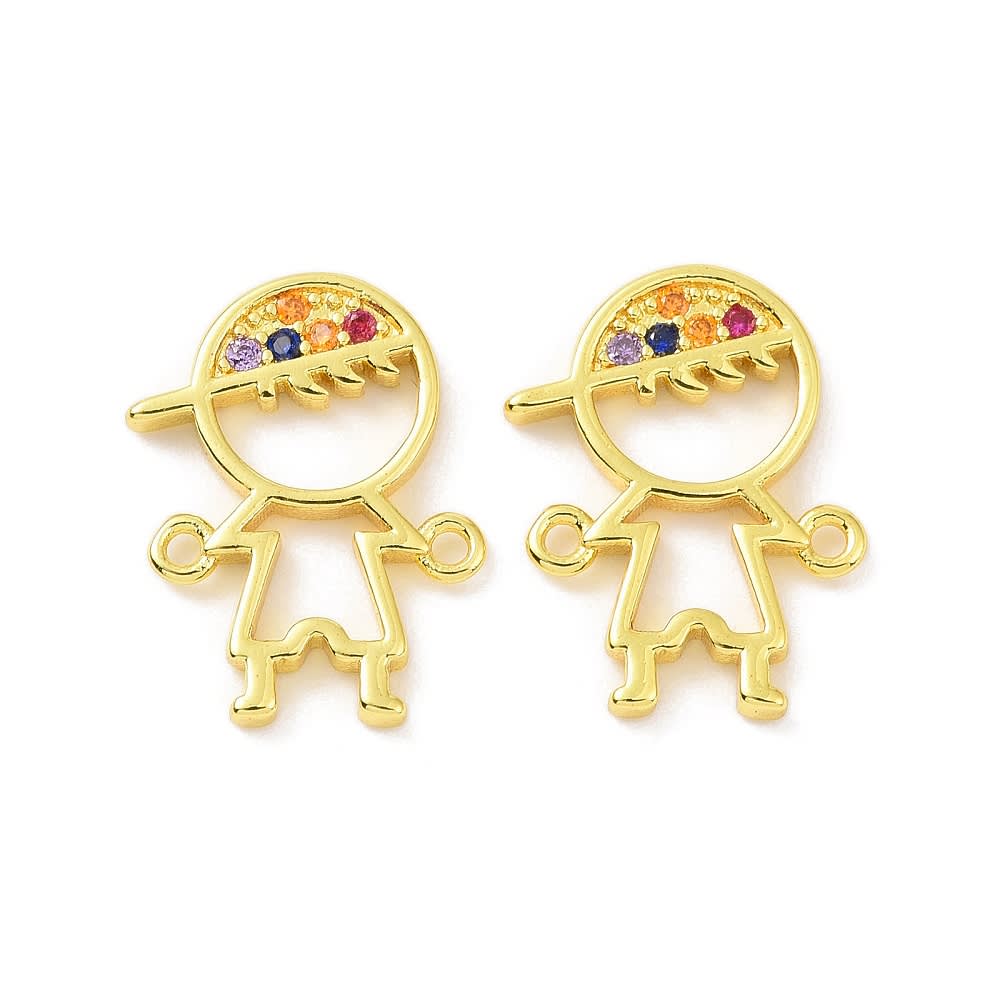Dije conector niña niño zircón 16 mm baño de oro / unidad2