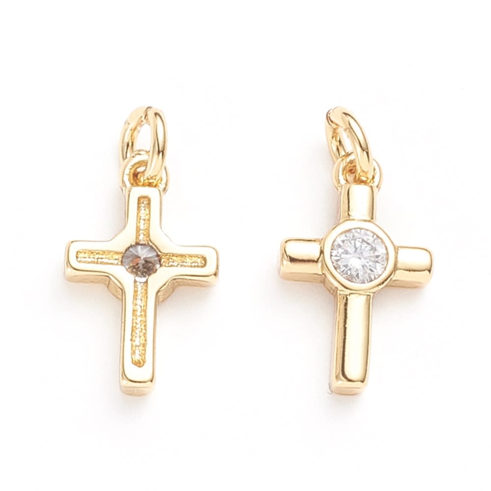Dije colgante cruz punto de luz zircón baño de oro / unidad1