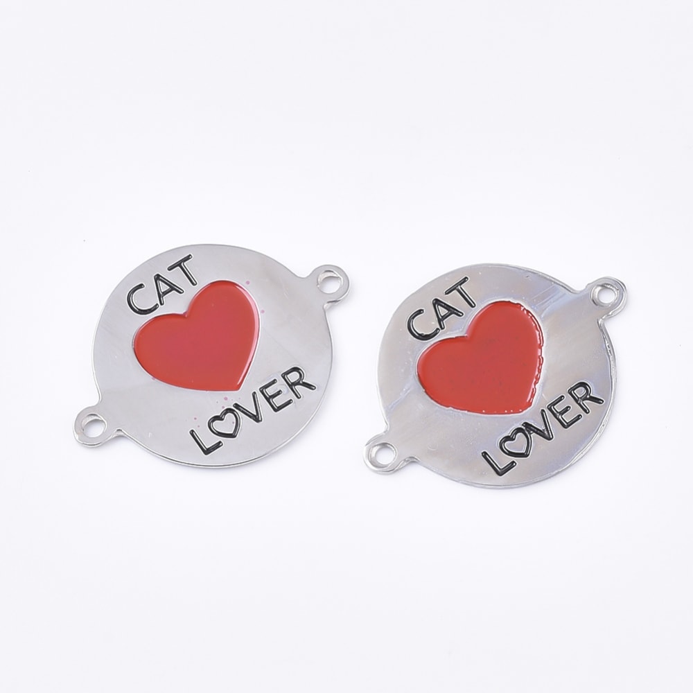 Dije conector perro gato Cat Dog lover acero / unidad2