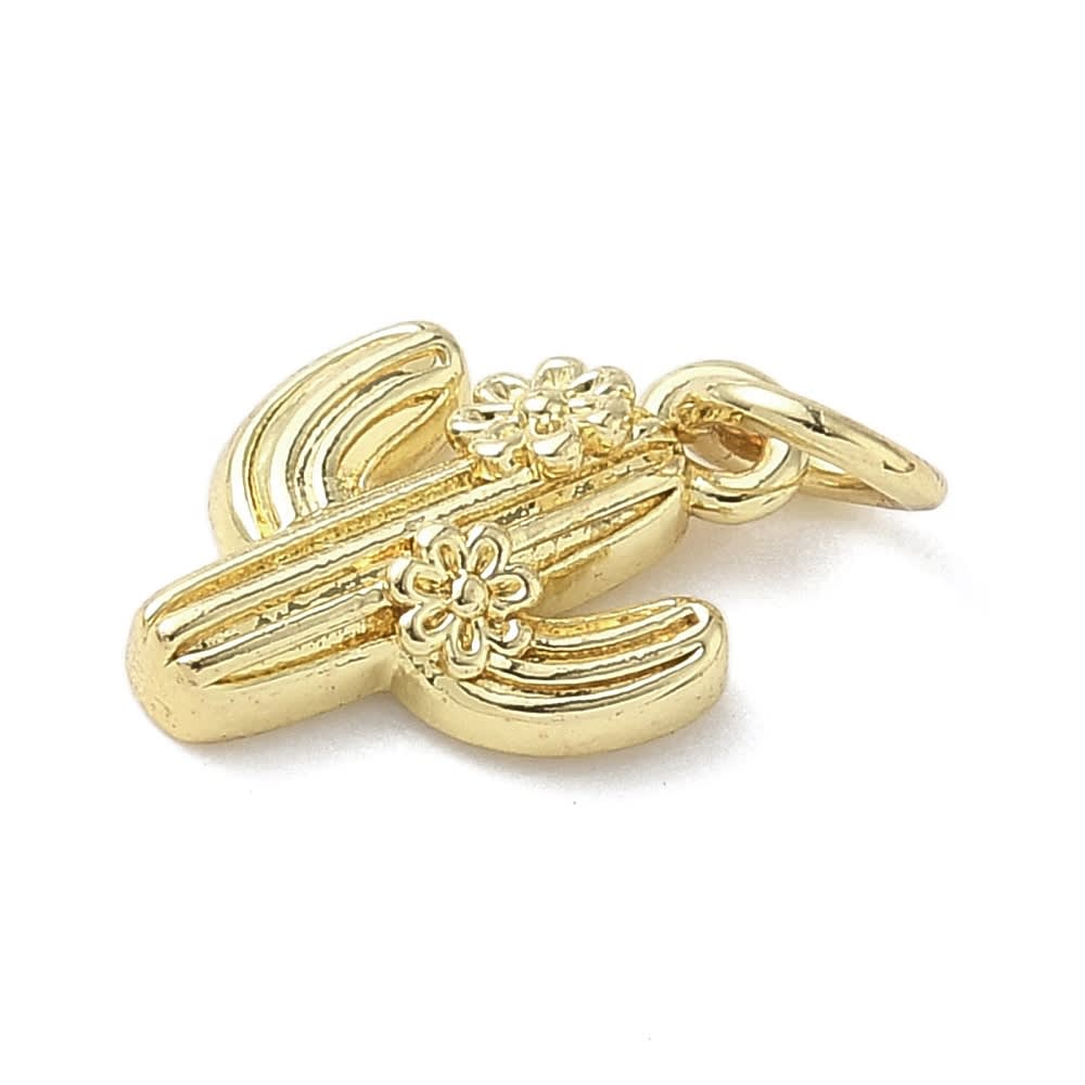 Dije colgante cactus con flor baño de oro / unidad2