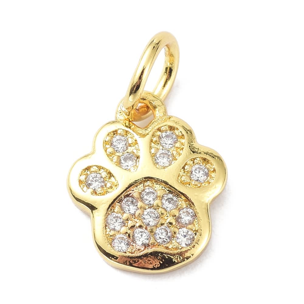 Dije colgante patita mascota zircón 10 mm dorado plateado / unidad1