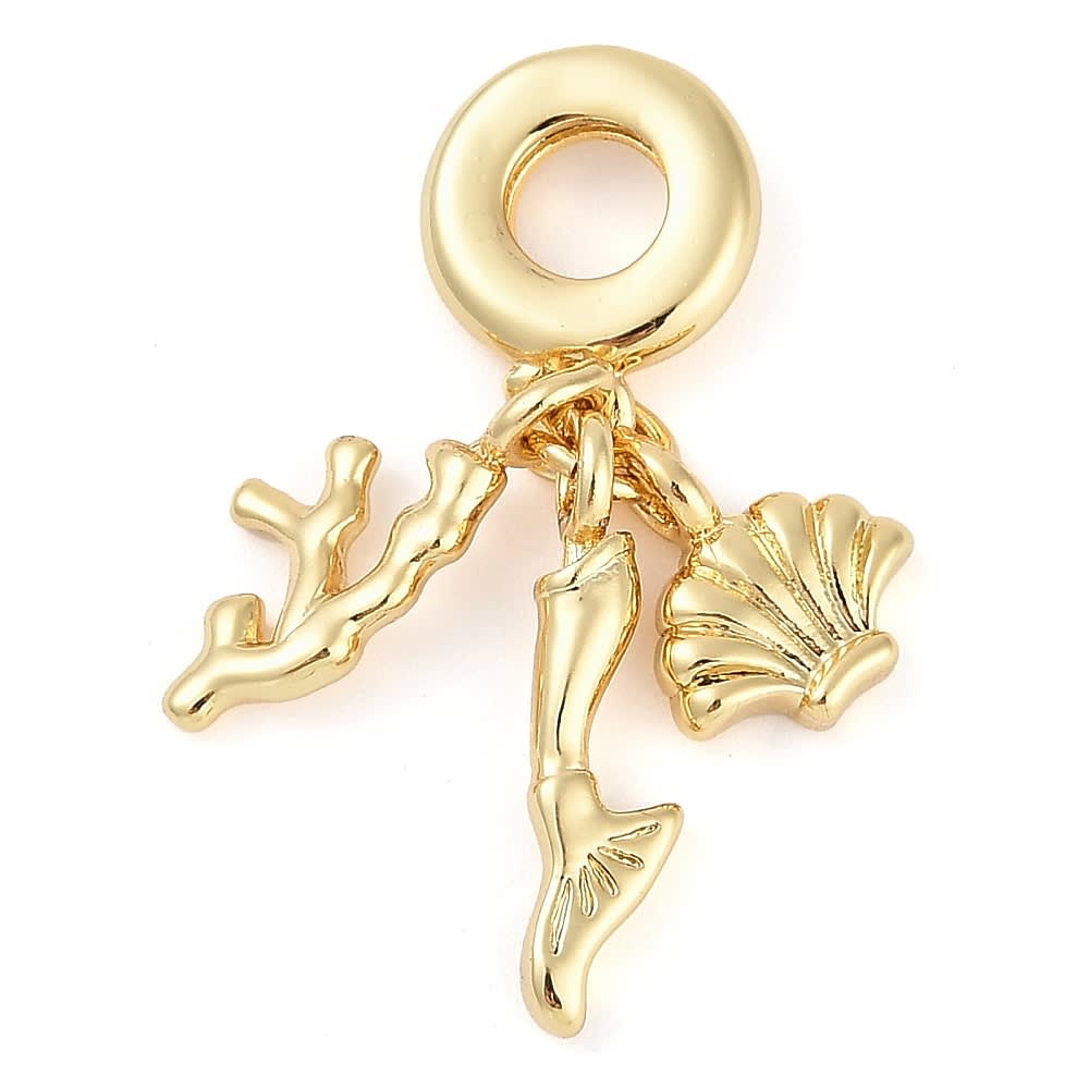 Colgante europeo charm coral concha mar baño oro / unidad1