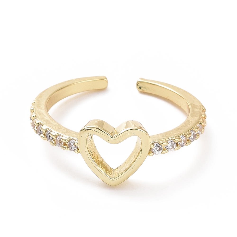 Anillo ajustable corazón con zircón baño oro platino / unidad2