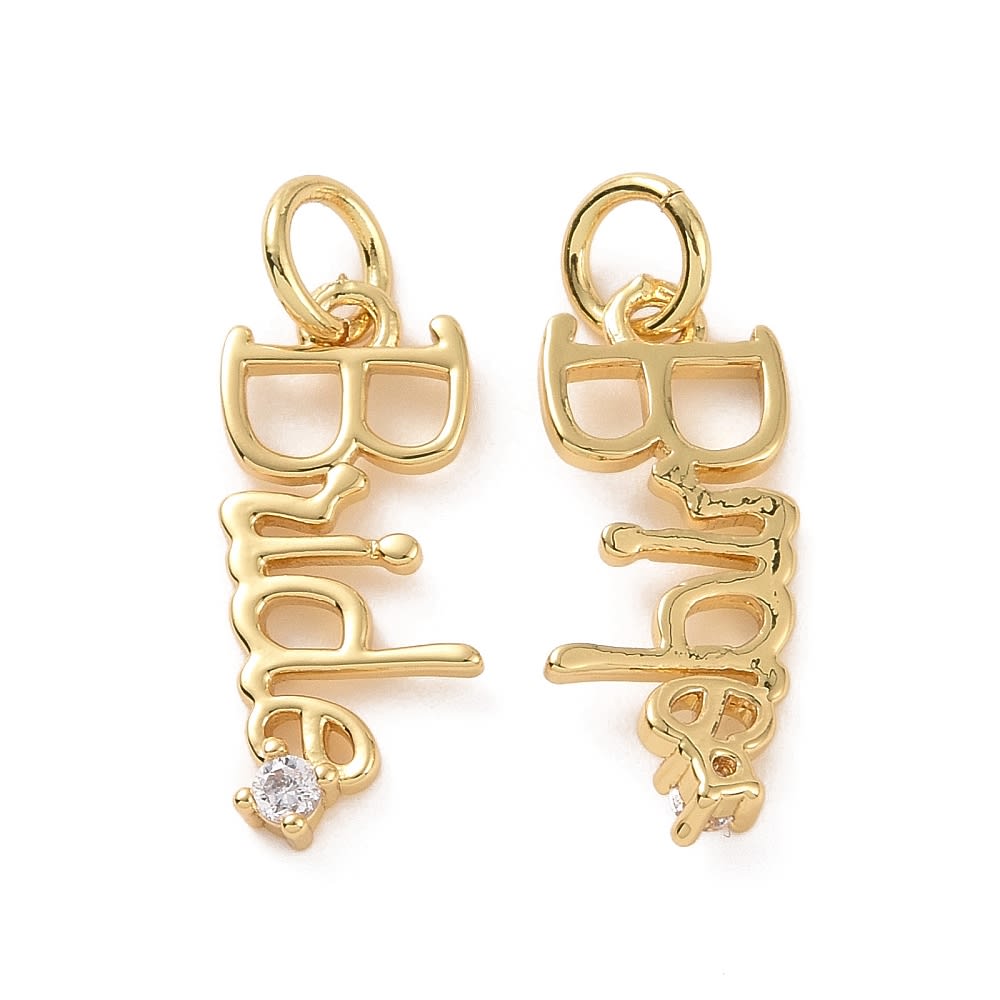 Dije colgante palabra bride novia boda zircón baño oro / unidad3