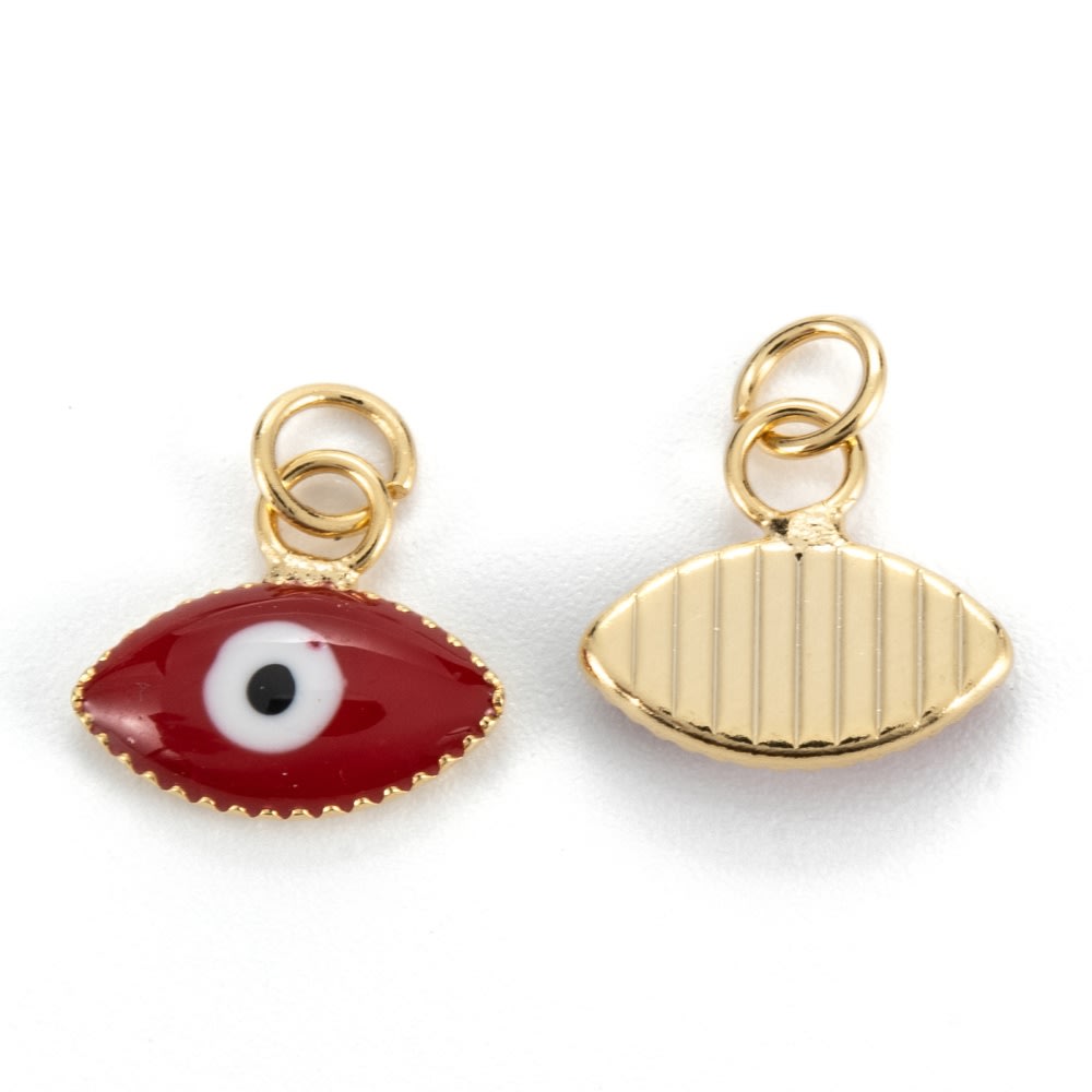 Dije colgante ojo turco esmaltado alargado baño de oro / unidad4