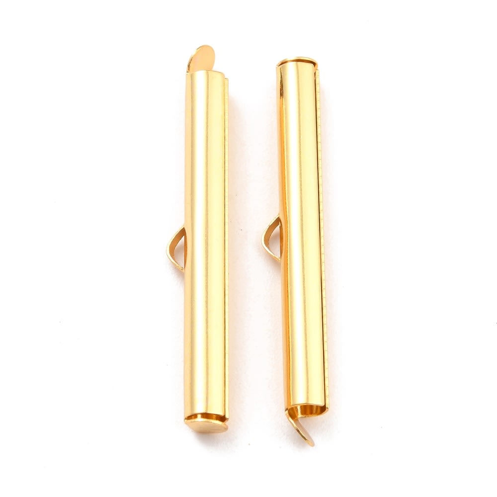 Terminal tubo para pulsera collar 10-40 mm acero dorado / par7