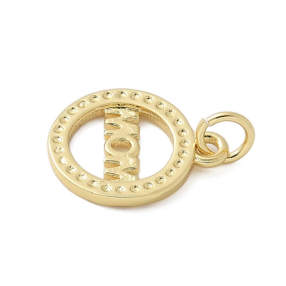 Dije colgante círculo mom mamá puntos 15 mm baño oro / unidad2