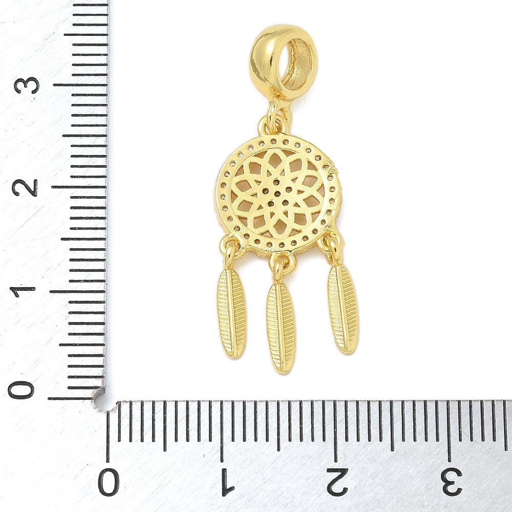 Colgante europeo charm atrapasueños baño oro zircón / unidad3